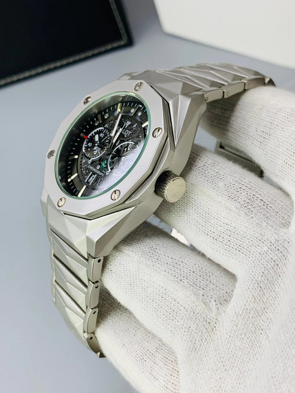 Skeleton Diamond Cut | Texture Chain | Date Adjustment (Silver)