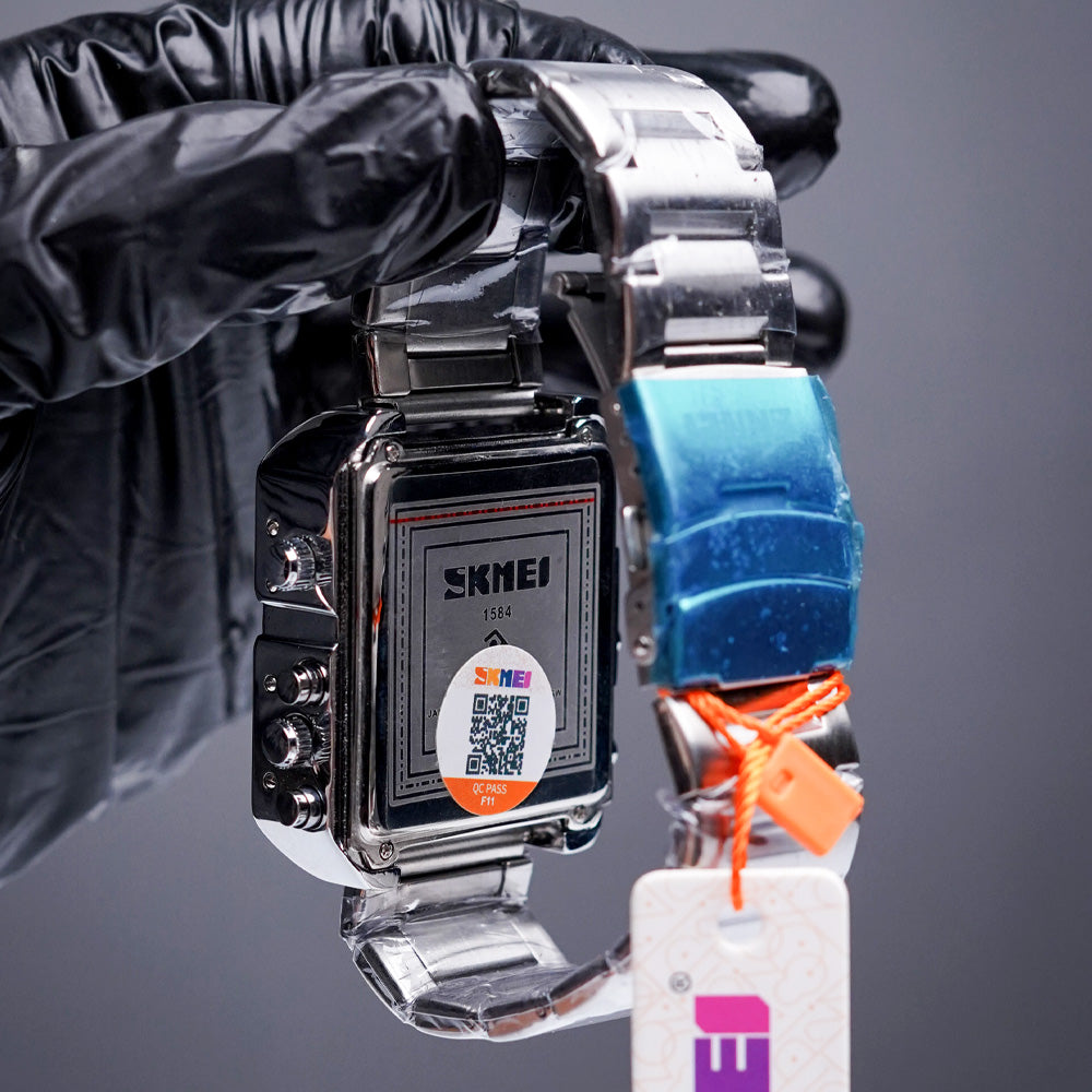 Original SKMEI 1584 – Triple Time Square Watch | Black