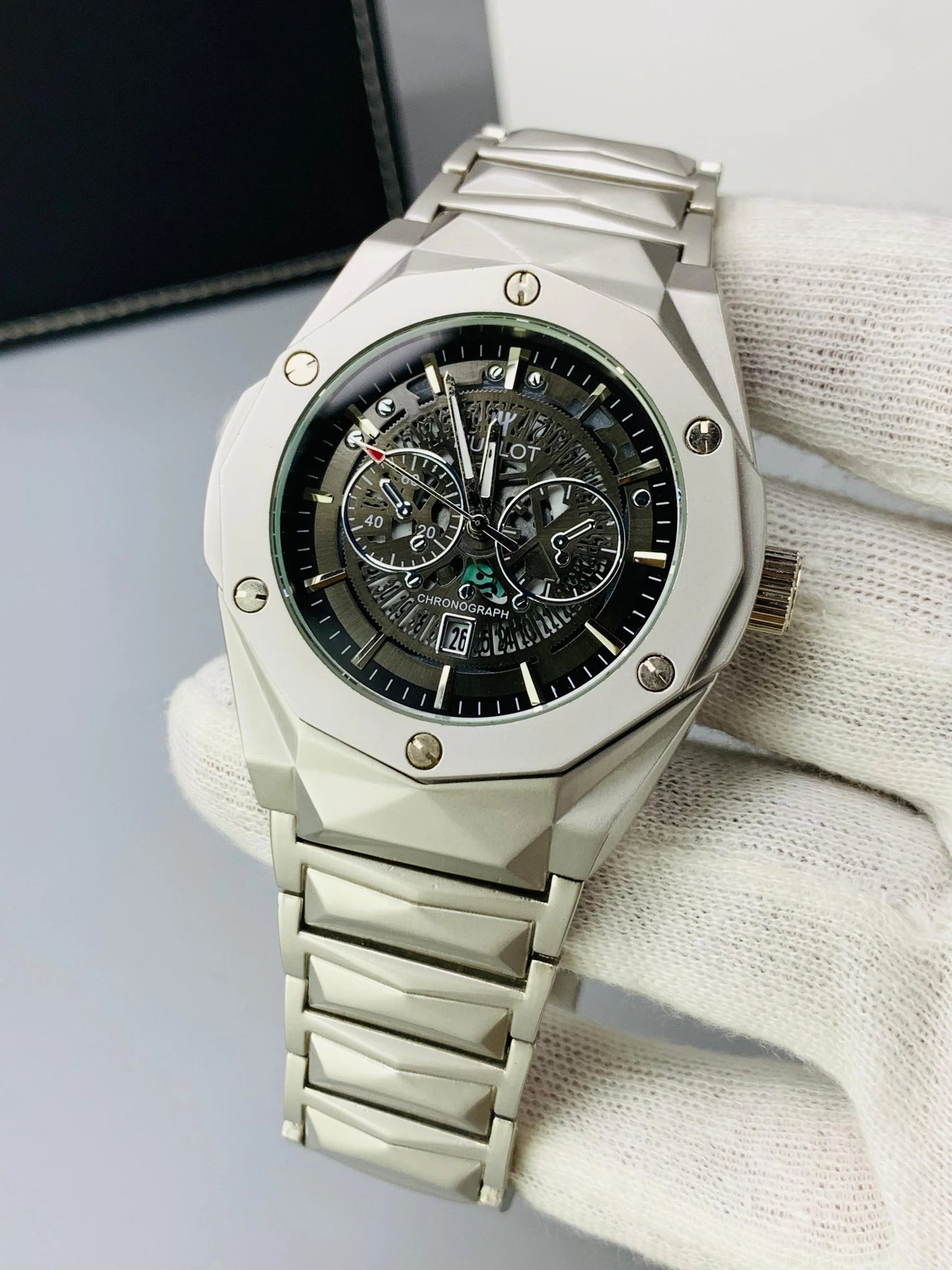 Skeleton Diamond Cut | Texture Chain | Date Adjustment (Silver)